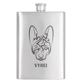 Schwarzer und weißer Stammhund Flachmann