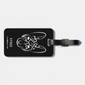 Schwarzer und weißer Stammhund Gepäckanhänger (Rückseite horizontal)