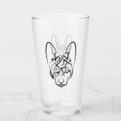 Schwarzer und weißer Stammhund Glas (Rückseite)