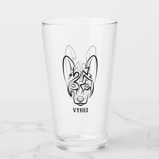 Schwarzer und weißer Stammhund Glas (Vorderseite)