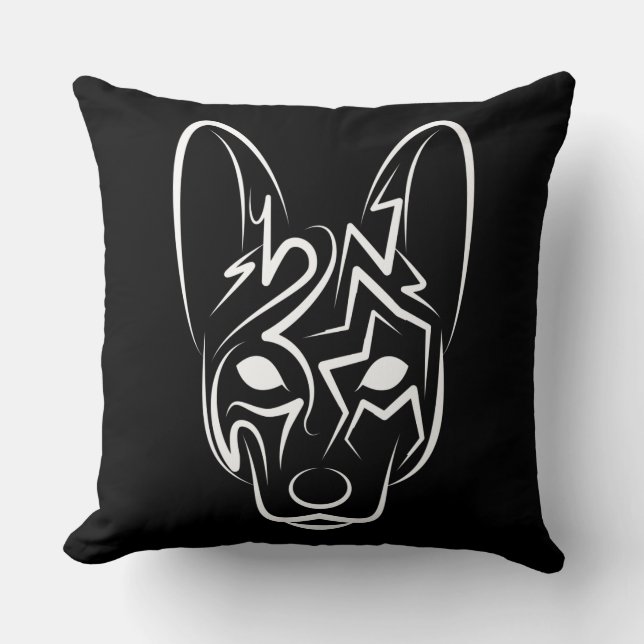 Schwarzer und weißer Stammhund Kissen (Vorderseite)