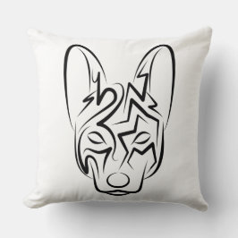 Schwarzer und weißer Stammhund Kissen