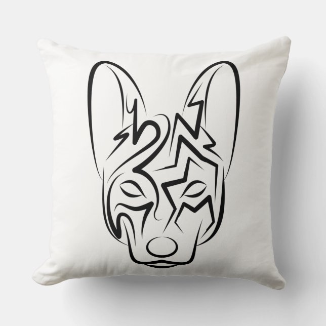 Schwarzer und weißer Stammhund Kissen (Vorderseite)