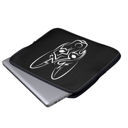 Schwarzer und weißer Stammhund Laptopschutzhülle (Vorne Knopf)