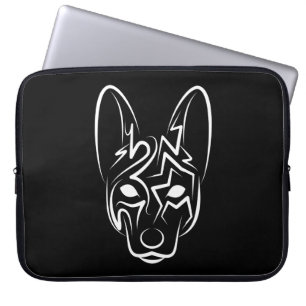 Schwarzer und weißer Stammhund Laptopschutzhülle