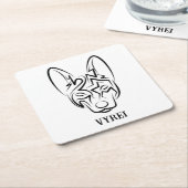 Schwarzer und weißer Stammhund Rechteckiger Pappuntersetzer (angewinkelt)