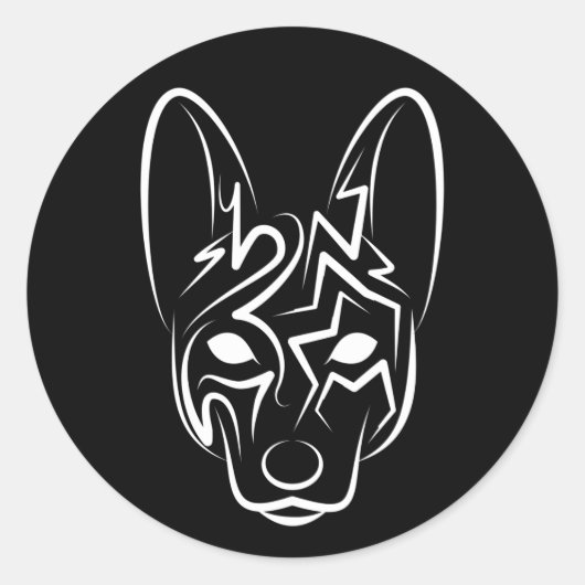 Schwarzer und weißer Stammhund Runder Aufkleber (Vorderseite)