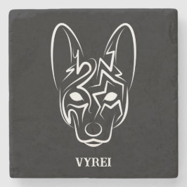 Schwarzer und weißer Stammhund Steinuntersetzer