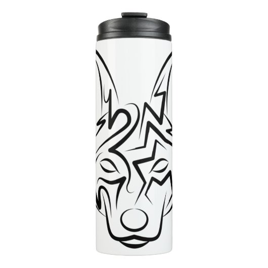 Schwarzer und weißer Stammhund Thermosbecher (Vorderseite)