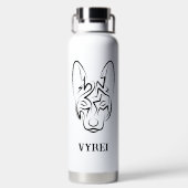 Schwarzer und weißer Stammhund Trinkflasche (Rückseite)