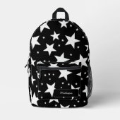 Schwarzer und weißer Star Preppy-Individuelle Name Bedruckter Rucksack (Vorderseite)