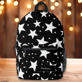 Schwarzer und weißer Star Preppy-Individuelle Name Bedruckter Rucksack