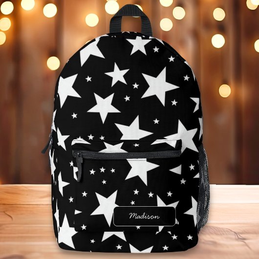Schwarzer und weißer Star Preppy-Individuelle Name Bedruckter Rucksack