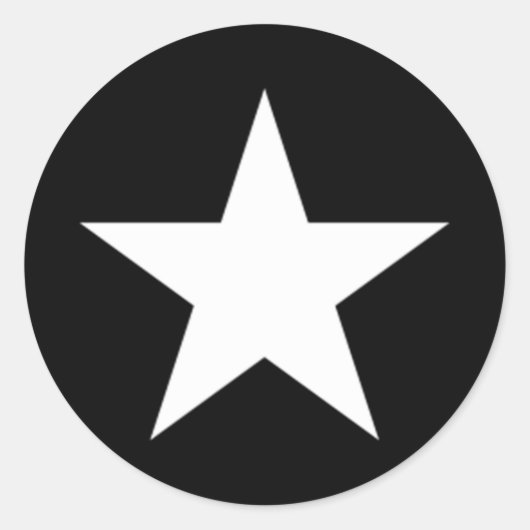 Schwarzer und weißer Star Runder Aufkleber (Vorderseite)