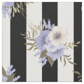 Schwarzer und weißer Streifen mit Blau und Creme Stoff (Nahaufnahme)