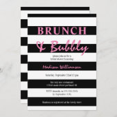 Schwarzer und weißer Streifen mit rosa Brunch und Einladung (Vorne/Hinten)
