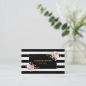 Schwarzer und weißer Streifen mit Rose aus Gold un Visitenkarte (Stehend Vorderseite)