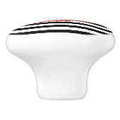 Schwarzer und weißer Streifen mit rotem Lippenzieh Keramikknauf (Seitenansicht)