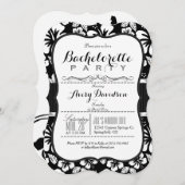 Schwarzer und weißer tropischer Junggeselinnen-Abs Einladung (Vorne/Hinten)