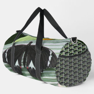 Schwarzer und weißer tropischer Schmetterling Duffle Bag