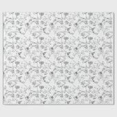 Schwarzer und weißer verzauberter Garten Hummingbi Geschenkpapier (Flach)