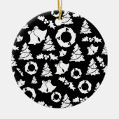Schwarzer und weißer Weihnachtsbaum Keramik Ornament (Vorne)