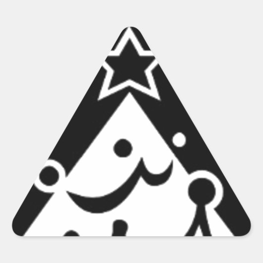 Schwarzer und weißer Weihnachtsstar Dreieckiger Aufkleber (Vorderseite)