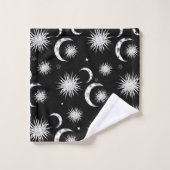 Schwarzer und weißer Whimsischer Sonnenmond und -s Badhandtuch Set (Waschlappen)