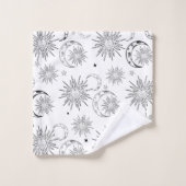 Schwarzer und weißer Whimsischer Sonnenmond und -s Badhandtuch Set (Waschlappen)