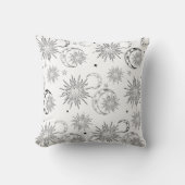 Schwarzer und weißer Whimsischer Sonnenmond und -s Kissen (Vorderseite)