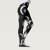 Schwarzer und weißer Whimsischer Sonnenmond und -s Leggings (Rechts)