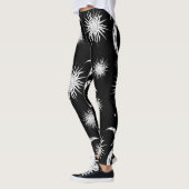 Schwarzer und weißer Whimsischer Sonnenmond und -s Leggings (Links)