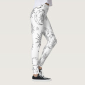 Schwarzer und weißer Whimsischer Sonnenmond und -s Leggings (Rechts)