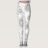 Schwarzer und weißer Whimsischer Sonnenmond und -s Leggings (Vorderseite)