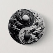 Schwarzer und weißer Wolf Button (Vorderseite)