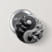 Schwarzer und weißer Wolf Button (Vorne & Hinten)