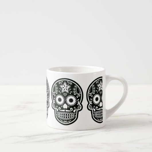Schwarzer und weißer Zucker Schädelstern Espressotasse (Rechts)
