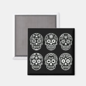 Schwarzer und weißer Zuckerschädel Magnet (Vorderseite/Rückseite)