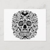 Schwarzer und weißer Zuckerschädel mit Rose Postkarte (Vorderseite)