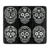 Schwarzer und weißer Zuckerschädel Schneidebrett (Vorderseite)