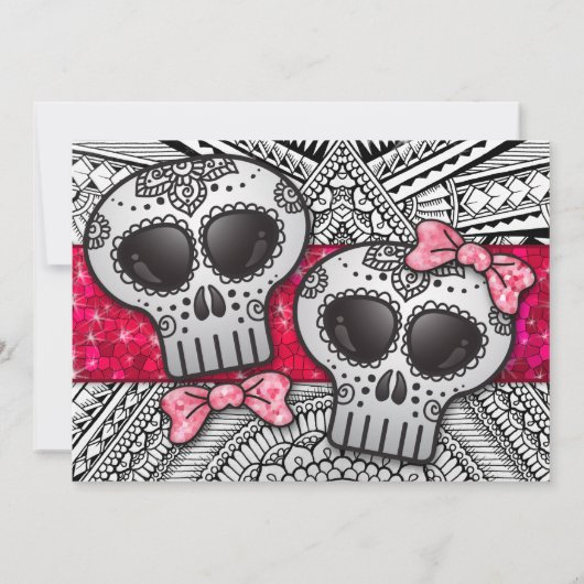 Schwarzer und Weißzucker Hochzeitskugel Glitzer Einladung (Rückseite)