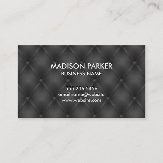 Schwarzer Upholsterter Hintergrund Visitenkarte (Vorderseite)