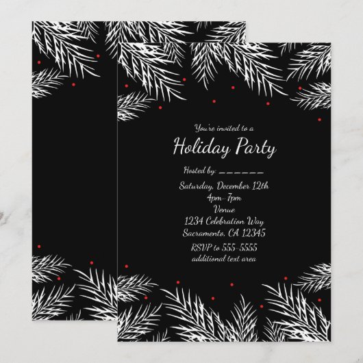 Schwarzer Urlaub Einladungen für Weißkiefer & Rote (Vorne/Hinten)
