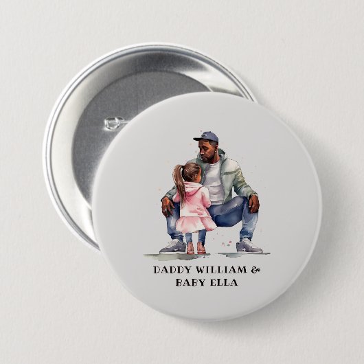 Schwarzer Vater und Tochter-Bond Button (Vorne & Hinten)