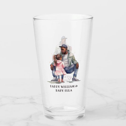 Schwarzer Vater und Tochter-Bond Glas (Rückseite)