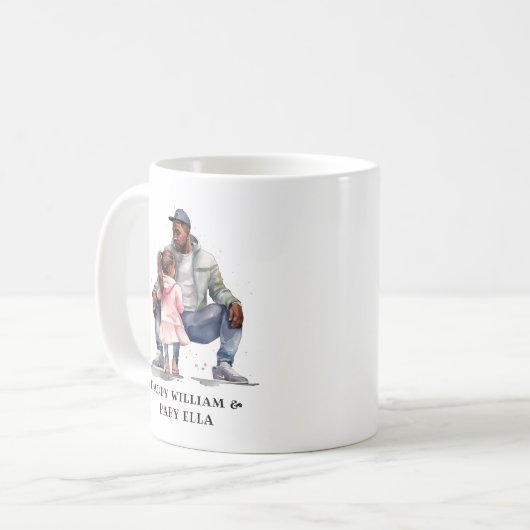 Schwarzer Vater und Tochter-Bond Kaffeetasse (Vorderseite Links)