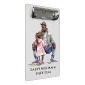 Schwarzer Vater und Tochter-Bond Mini Klemmbrett (Schrägansicht)