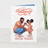 Schwarzer Vater und Tochter Faustblase Orange & Bl Karte (Vorderseite)