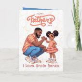 Schwarzer Vater und Tochter Faustblase Orange & Bl Karte (Rückseite)