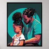 Schwarzer Vater und Tochter mit Brauntönen Kunst Poster (Vorne)